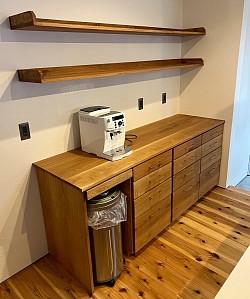 キッチンバックカウンター　上棚付き　ホワイトオーク材　一部合板　¥460,000〜　W2000mm
